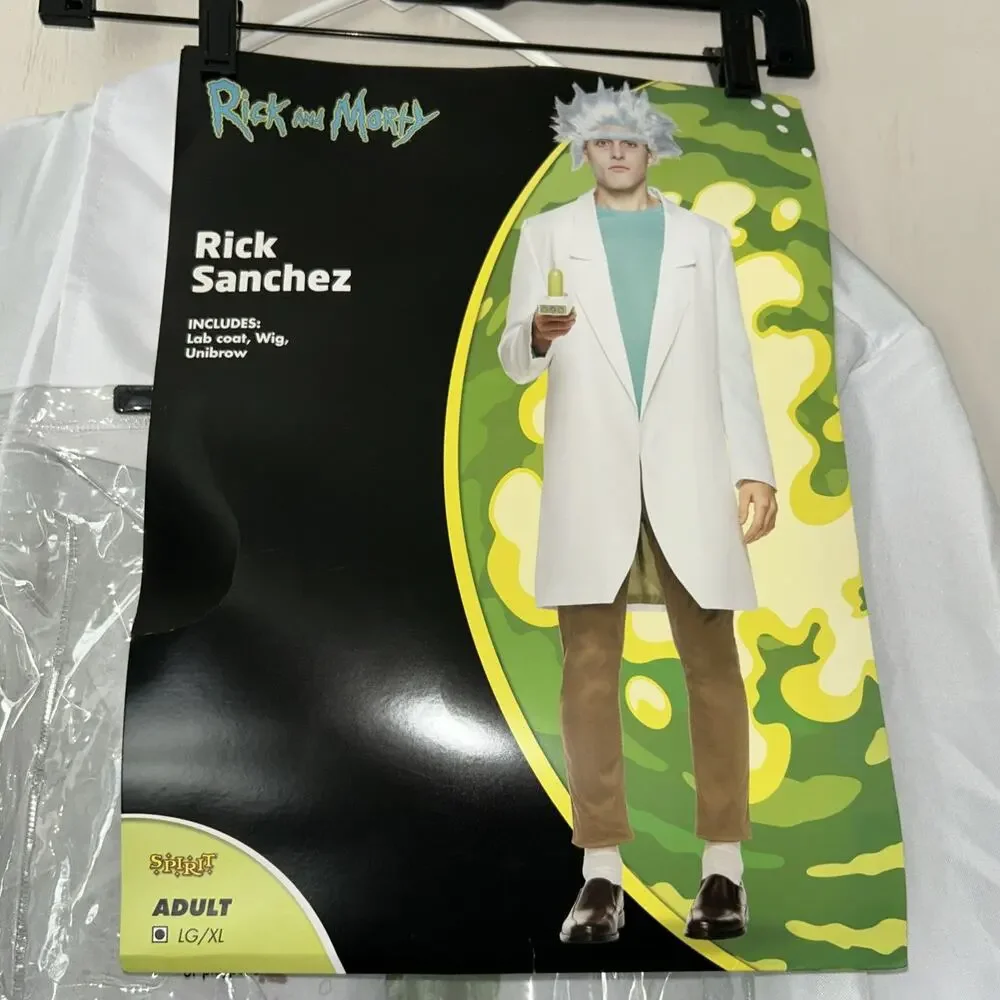 Rick and Morty Rick Sanchez costume Adult LG/XL Halloween Coat Wig Spirit Brand